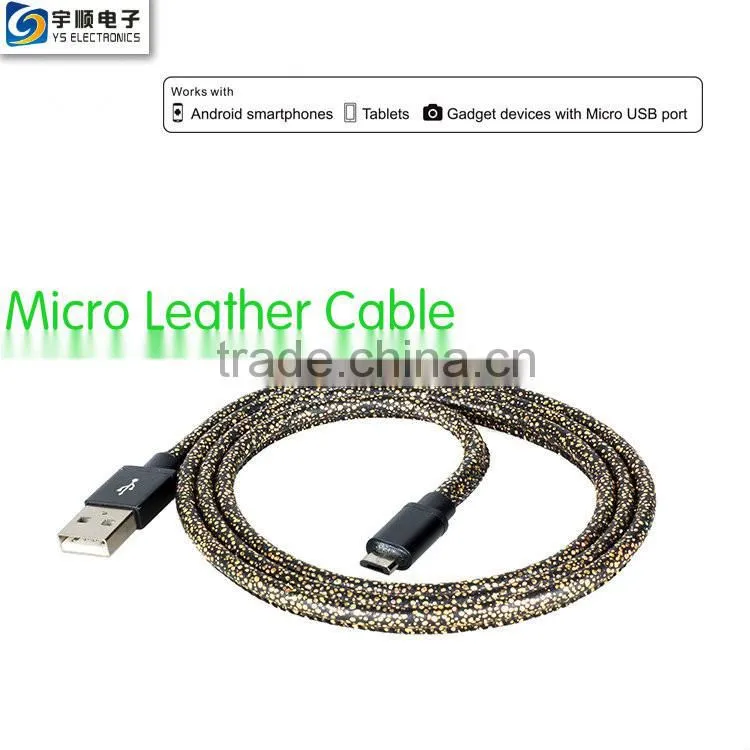 Micro Leather Cable for Samsung/Smart Phone/Android Phone