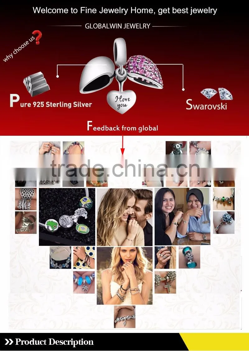 Wholesale silver curved tube beads Simple Heart Pattern thai silver beads Pure 925 charms for bracelet making STY008
