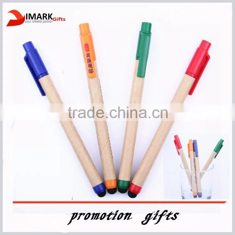 promotional wooden pen with stylus touch cover pen