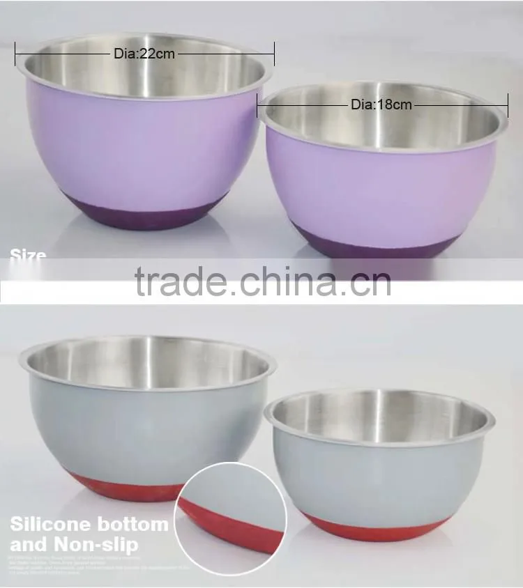 steel salad bowl with silicone bottom