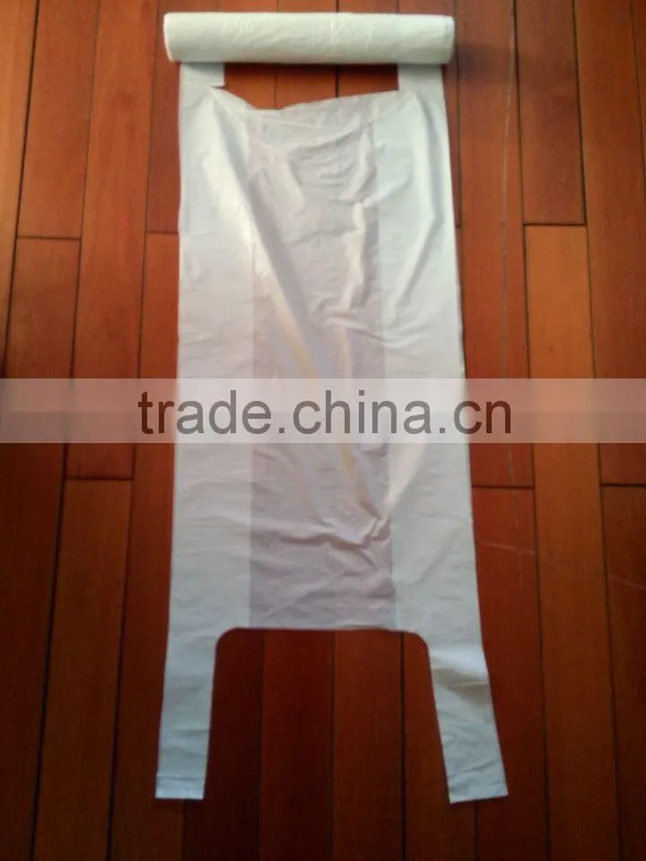 white plastic T-shirt bag on roll