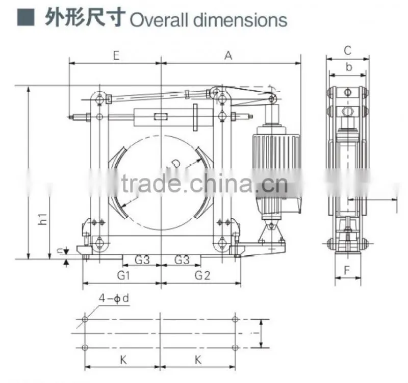 High efficiency YWZ 4B Series Electric Hydraulic Drum Brake