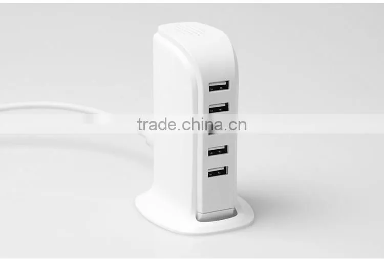 Desktop 5V 4A smart mobile phone usb fast charger with 1.5m cord