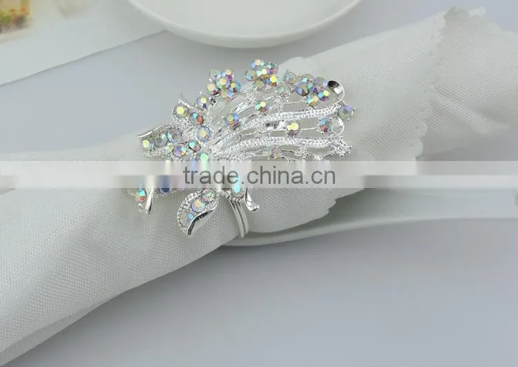 Wholesale Metal alloy rhinestone wedding napkin rings
