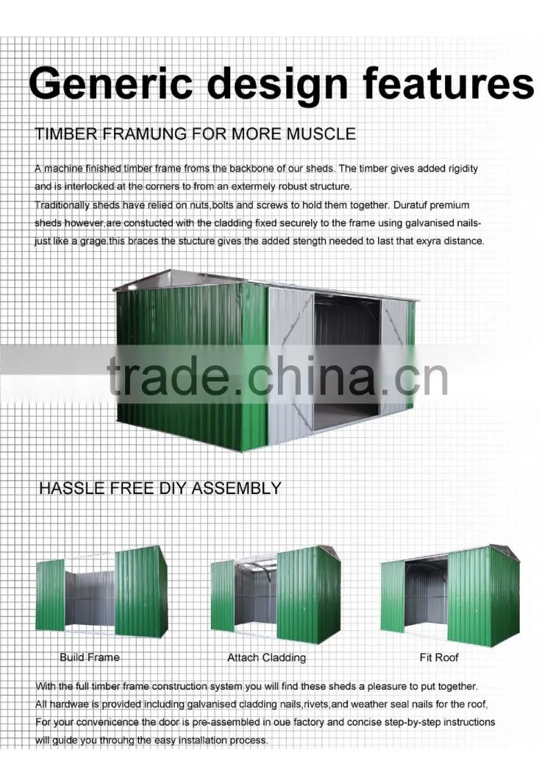 14'x08' garden sheds sheet metal/garden tool shed