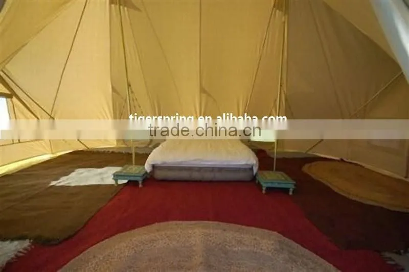 Beige Color Customized Tulip Bell Tents Camping Cotton Canvas Bell Tent