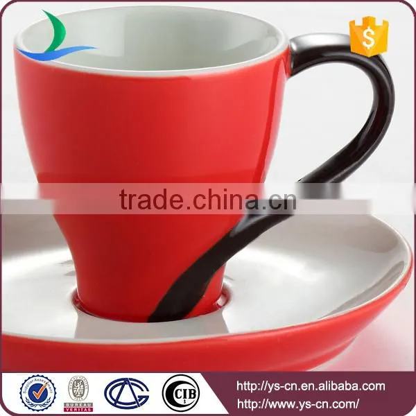 Good price china red ceramic elegant teacup and saucer China Factory
