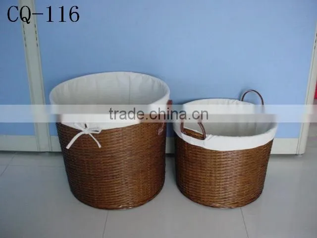 Hotsale multifunctional woven water hyacinth storage basket with spacer with cutting handle