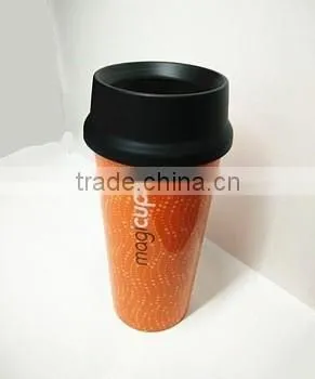 custom IML plastic double wall coffee cup tumbler