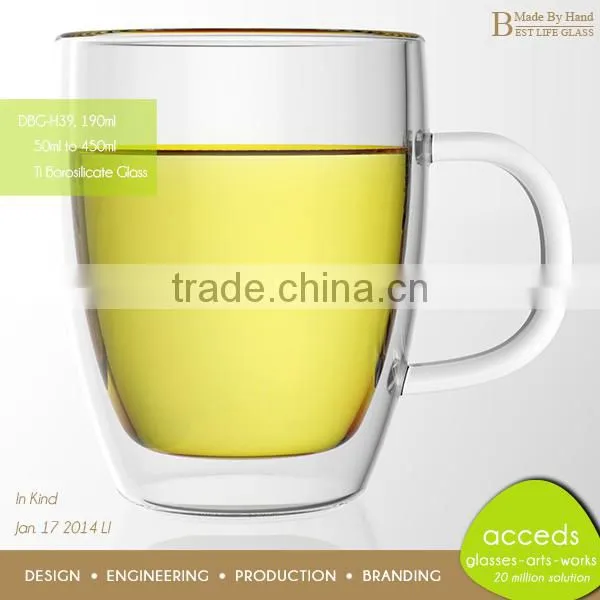 Handcrafted Eco Friendly Modern Pyrex Glass Tea Mugs