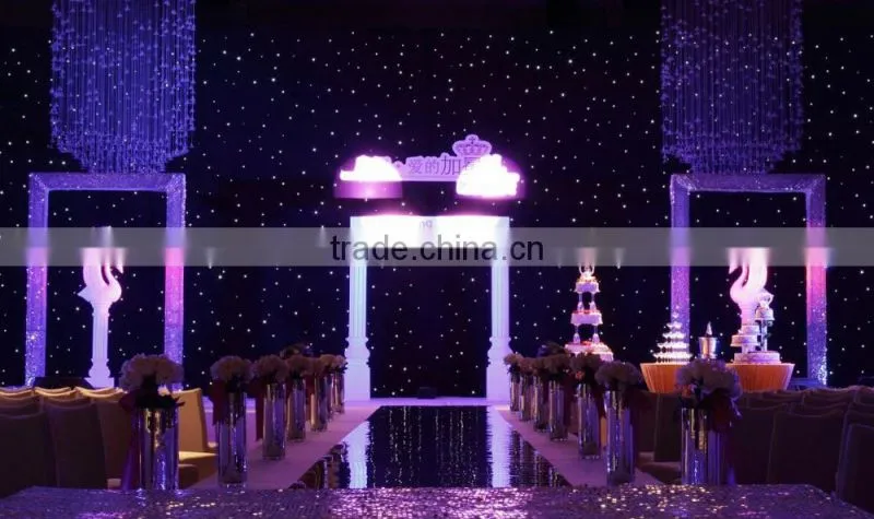 White fireproof Velvet cloth white wedding backdrop led star curtain