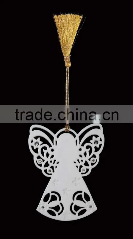 Hot Sale Porcelain Christmas Dove Hanging Ornament Stand with Porcelain Ball Pendant WS331-SS10098B