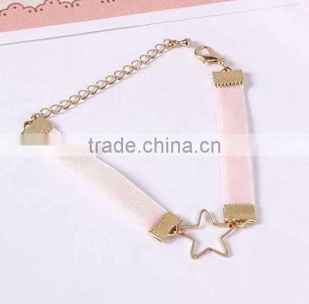 gold love letter moon star charms bracelet gold chain bracelet silk ribbon bracelet