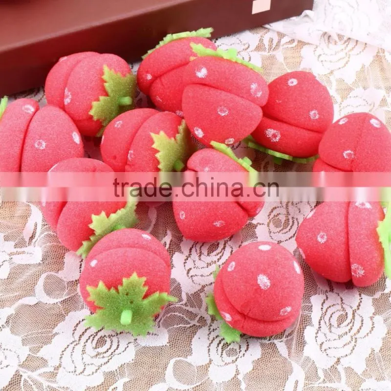 12xStrawberry Balls Hair Care Soft Sponge Rollers Curlers Lovely DIY Tool New Design Hair Curler As Seen On TV Magic Hair Curler