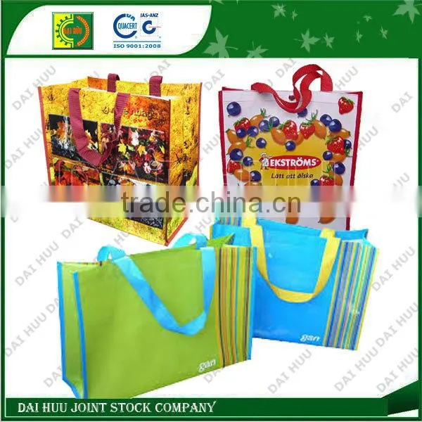 Colorful woven shopping bag with BOPP