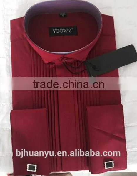 Men handsome red T/C dress shirt 2015
