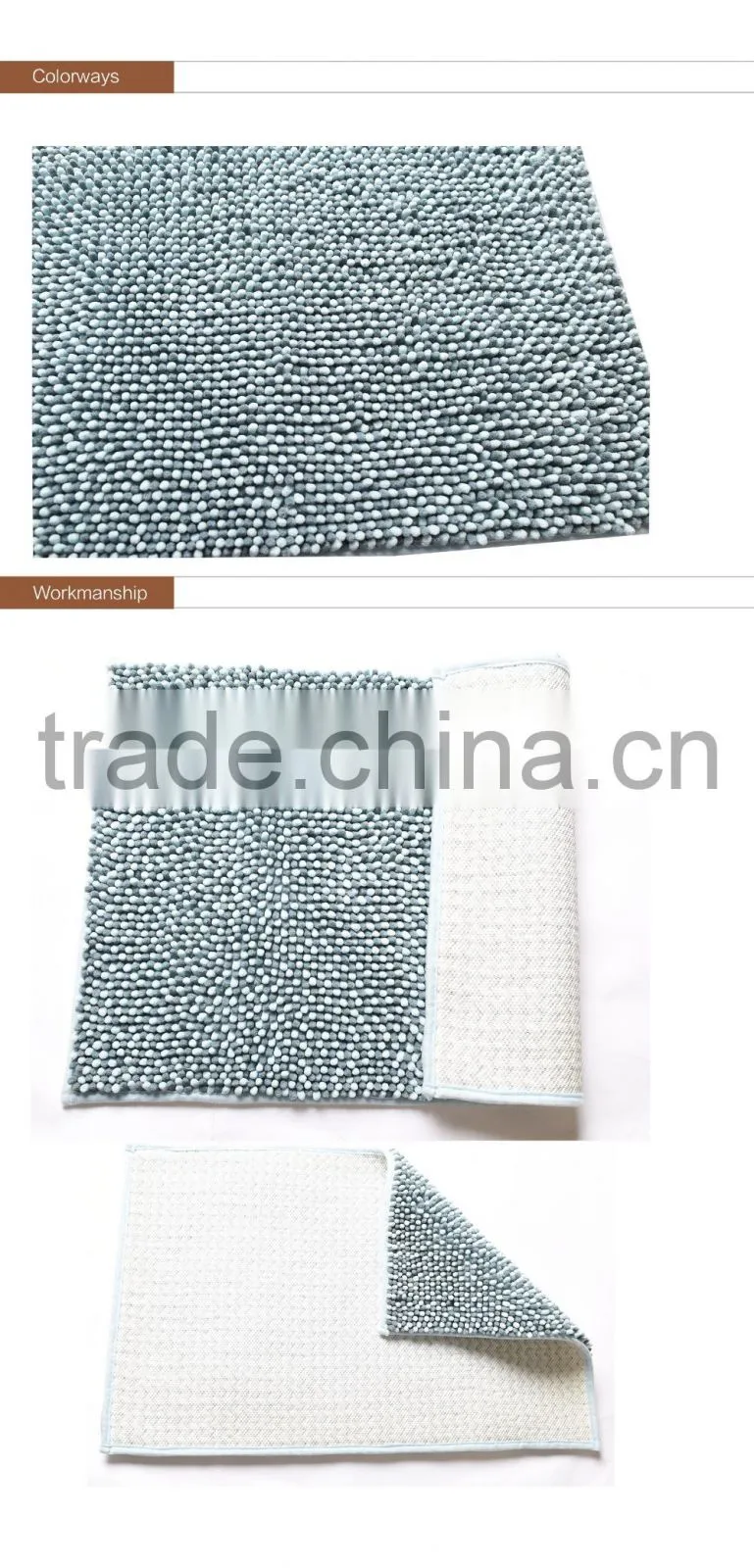 2016 NEW Chenille Bathmat With Blue Colour