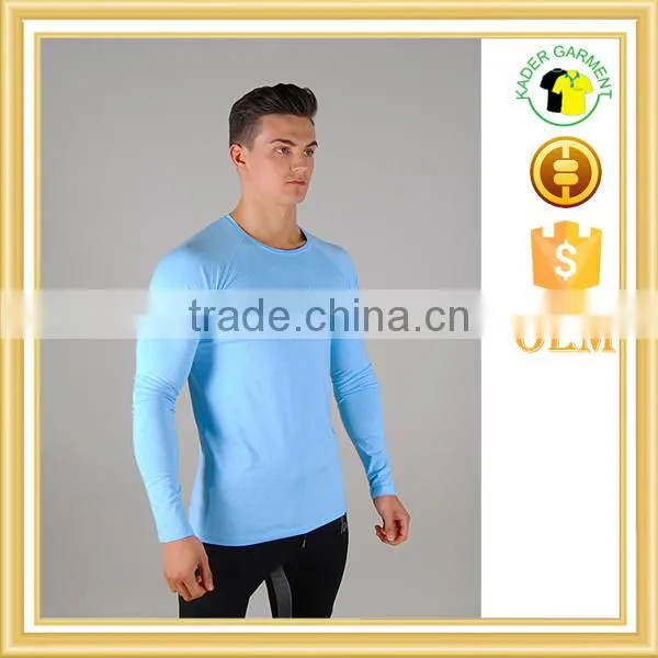 Muscle fit mens plain long sleeve t shirt