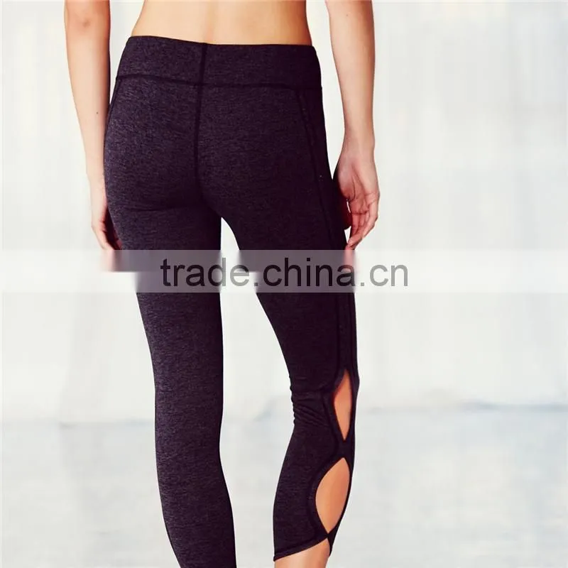 Wholesale camel toe women yoga pants tumblr with picot performance cutouts