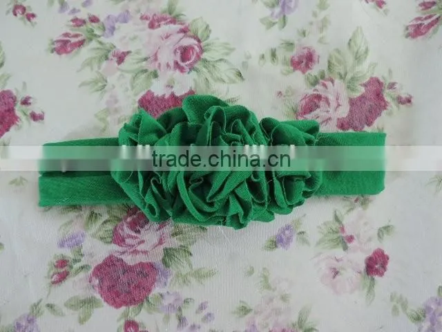 Lovely Baby Girls Hair Accessories Three Flower Elastic Headband Many Solid Colors Choice