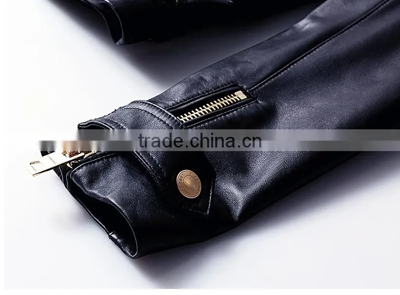 2017 latest designs lady casual fashion women leather motorcycle jacket for wholesale