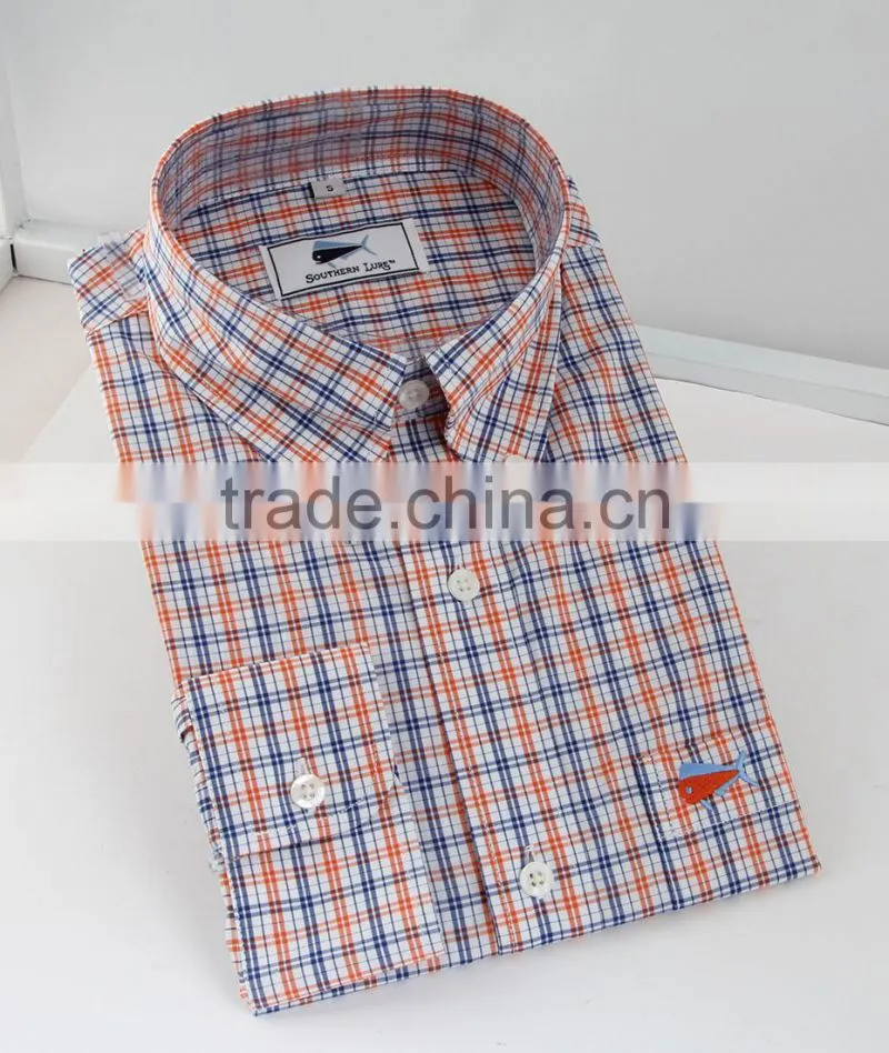 2017 dress shirt design mens blouse gingham shirt