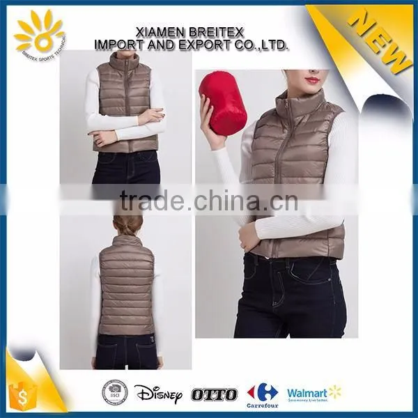 Hot sale custom light weight windproof nylon women winter vest