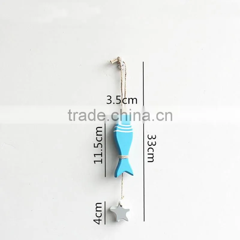 Mediterranean Style Wooden Fish Shape Wall Hangings Decoration Craft