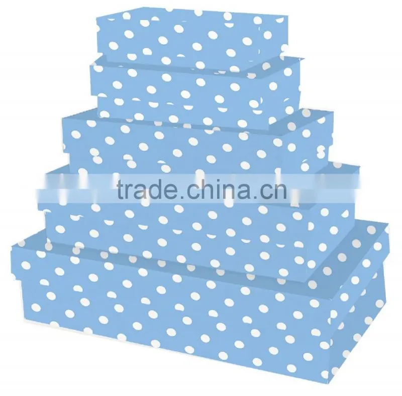 Artisan Polka Pink /Blue Rectangle Nest,Set Of 4 Nested Decorative Boxes,Pink/Blue Box Nest
