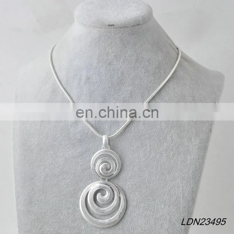 Silver Plated Pendant Necklace Brown leather Necklace