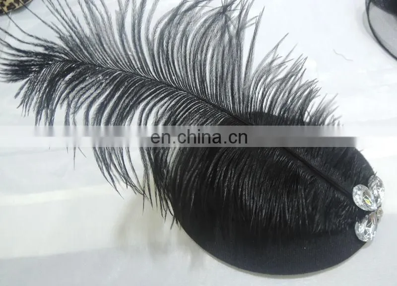 Black Feather Hair Clip Mini Top Hat