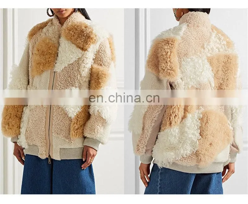Wholesale Winter Celebrity Fashion Style Double Face Lamb Leather Fur Jacket