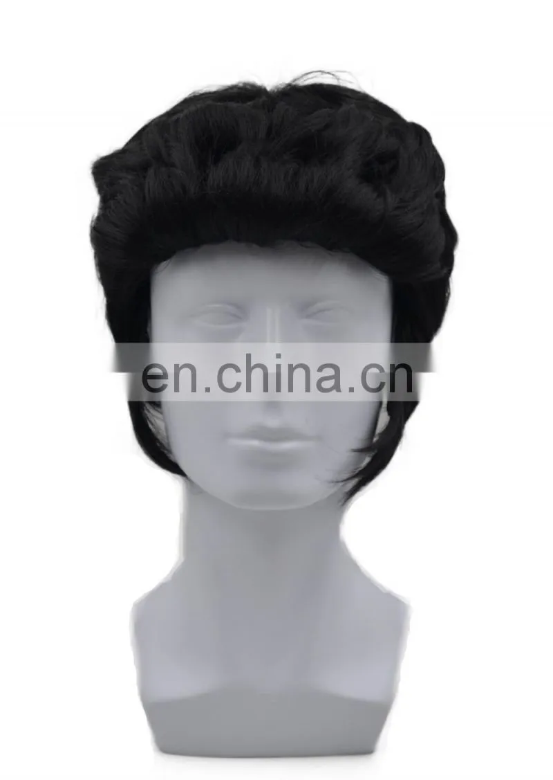 MCW-2355 New 2017 synthetic wig black short straight man hair wig most popular singer Elvis Presley cosplay wig