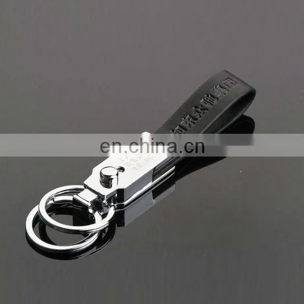 Wholesale Fashion Leopard Head Shape Metal Keychain with Leather Key Ring