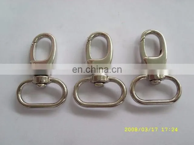Manufacture supply metal swival eye snap hook metal lobster clasp for handbag purse
