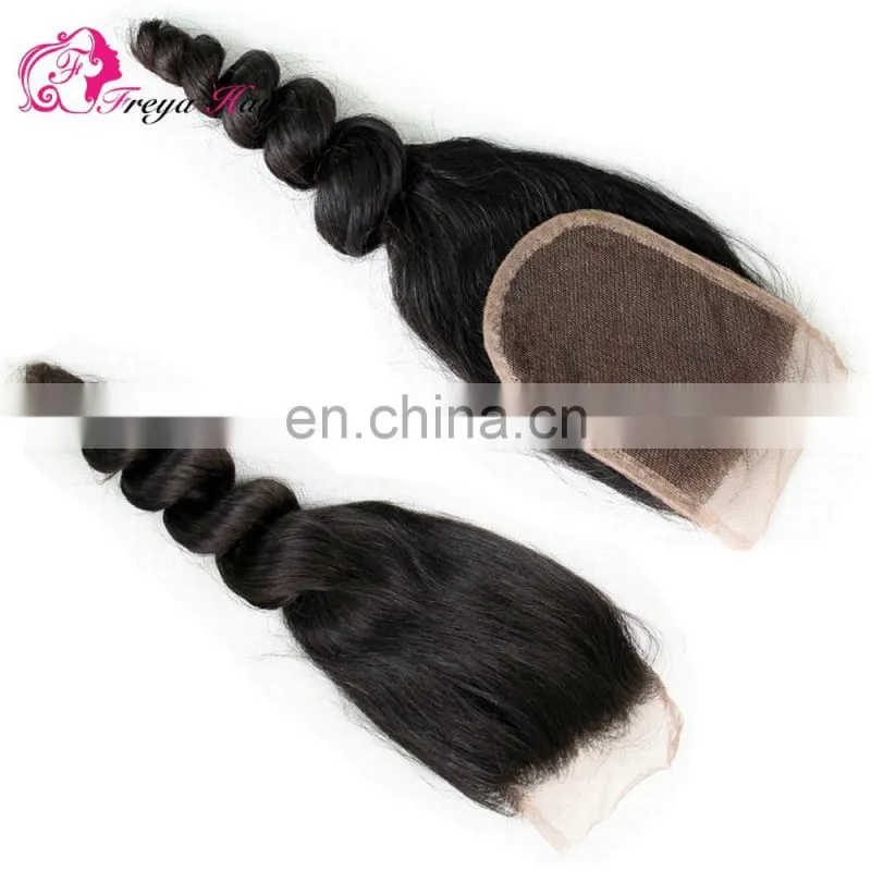 Fast shipping raw brazilian hair loose wave brazilian hair closure