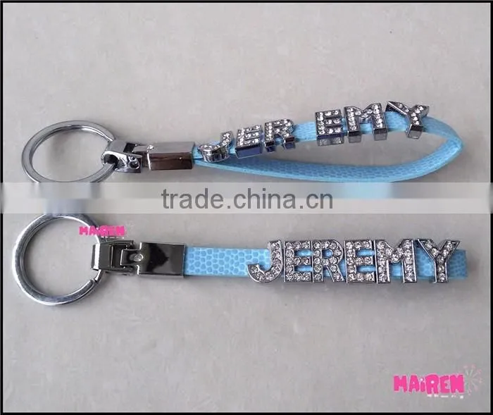 metal leather tourist souvenir name key chain with letter