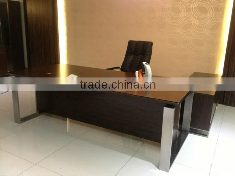 2015# New Hot-selling ebony Wooden executive desk steel frame KF-A04