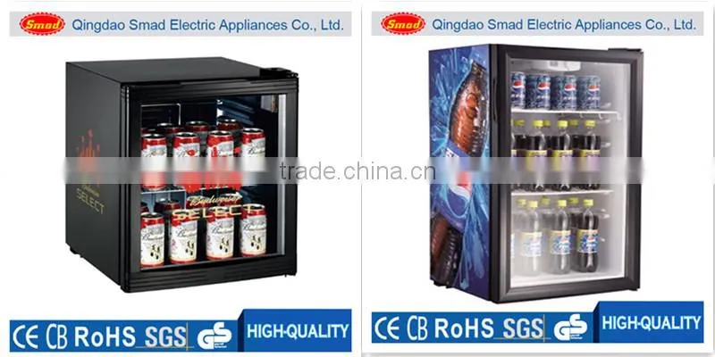 Commercial double glass door vertical refrigerated showcase for supermarket