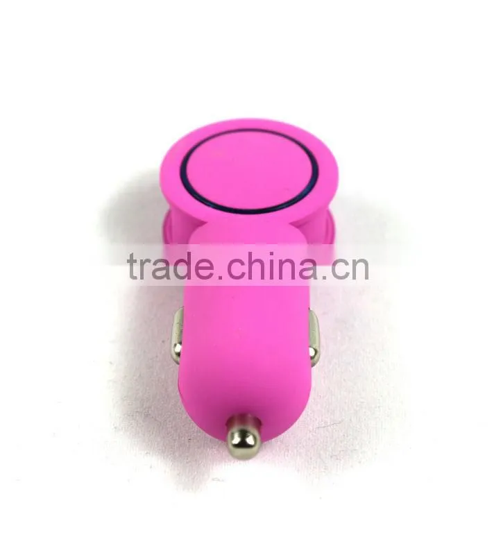 Colorful dual port car usb charger wholesale for cell phone charger