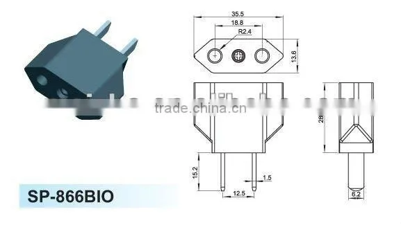 Male electrical outlet and plug 10a 250v