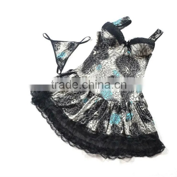 Newest novel sexy hot lingeries animal print babydolls 5132
