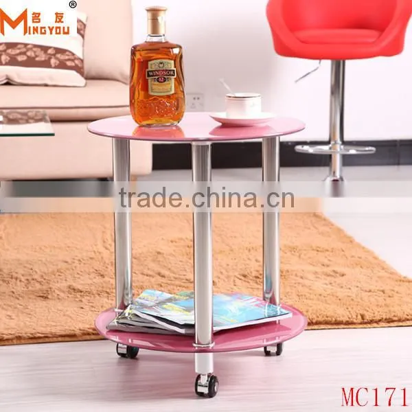 glass side tables with wheels