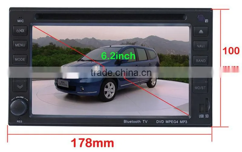 6.2 inch universal 2 din auto DVD GPS with Bluetooth IPOD,digital TV available