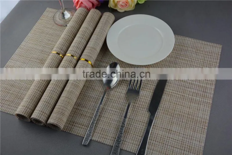 Table decoration PVC solid color disposable flaxen linen table placemat 45*30cm