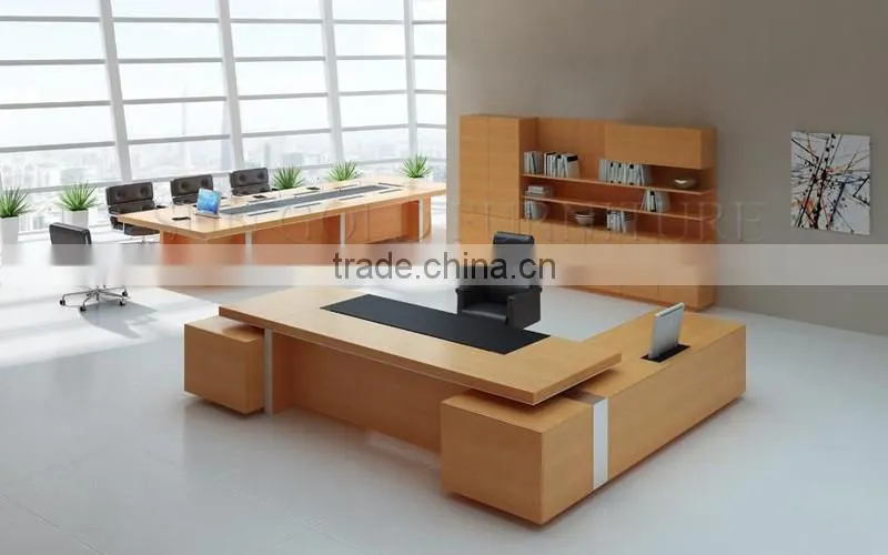 Modern luxury office u shape desks,computer table with bookshelf (SZ-ODB355)
