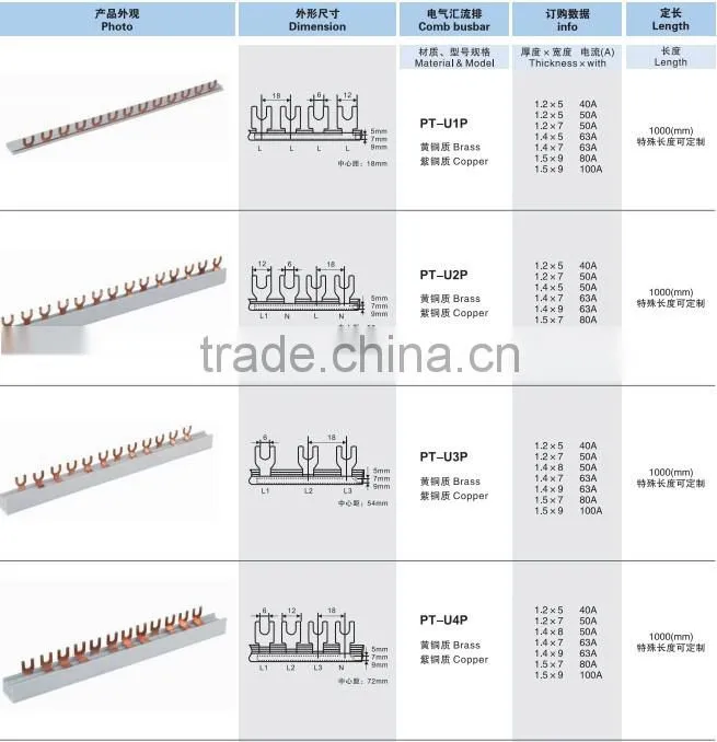 C45 Electric Comb Brass Busbar