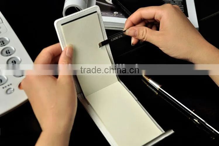 Business Card Slots Personal Leather Memo Pad with Holder