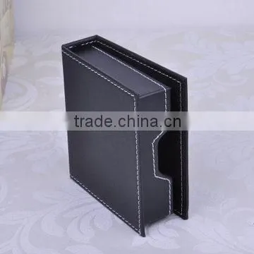 Top Grade Straight Stitching Leather Desktop Memo Pad Holder