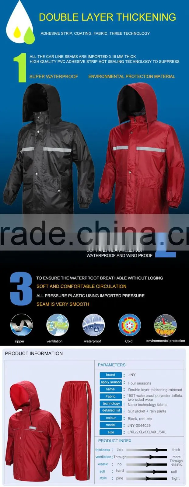 Double Wear Double thick split fashion raincoat poncho outdoor rain pants